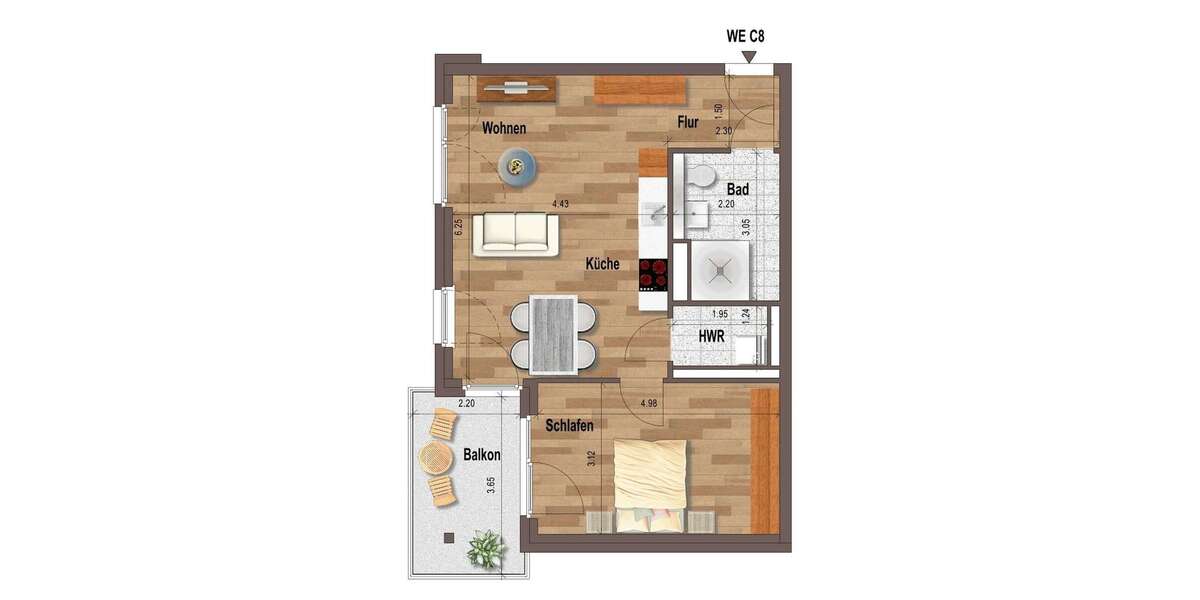 Etagenwohnung Mönchengladbach - 2 Zimmer, 60 m&sup2;, 830&euro; | Angebot:26997388